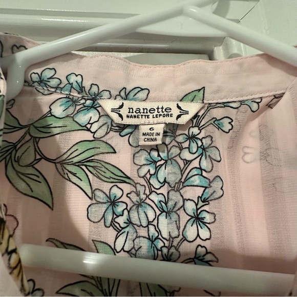 Nanette Lepore Floral Midi Dress size 6 NWT -sheer pale pink - Picture 5 of 10